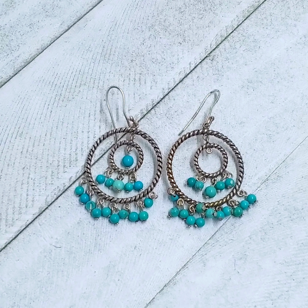 Sterling Silver Turquoise Dangle Earrings